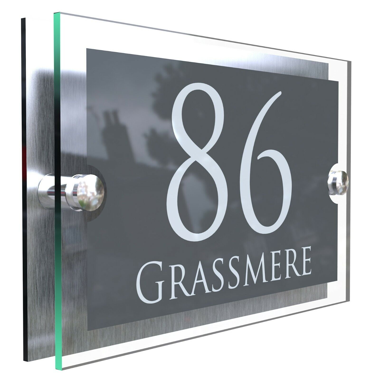 House Number Plaques Glass Effect Acrylic Signs Door Plates Name Wall Display