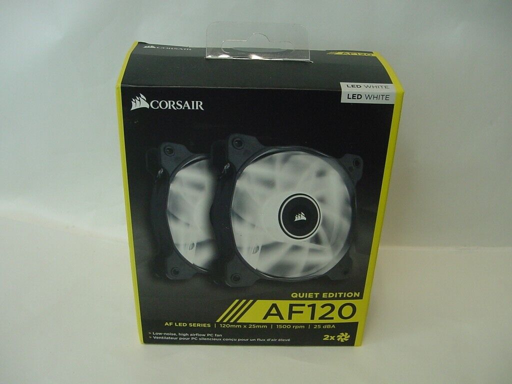 NEW SEALED - CORSAIR AF120 QUIET EDITION LED WHITE FAN TWIN PACK