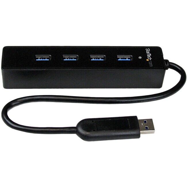 StarTech 4 Port Portable SuperSpeed USB 3.0 Hub with Built-in Cable ST4300PBU3