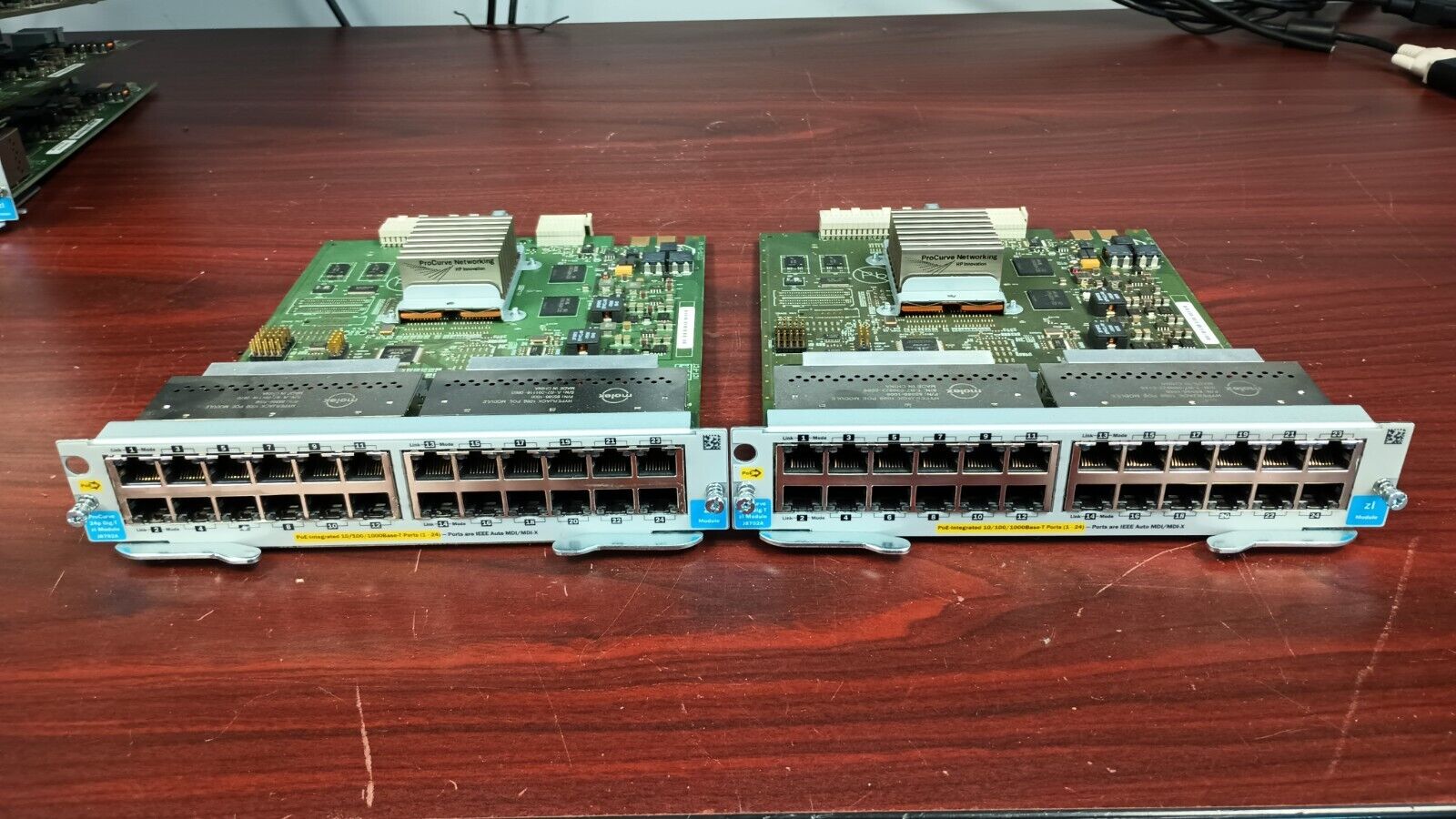 Pair of 2 HP J8702A ProCurve 24-port 10/100/1000Base-T PoE Switch 24p Module #95