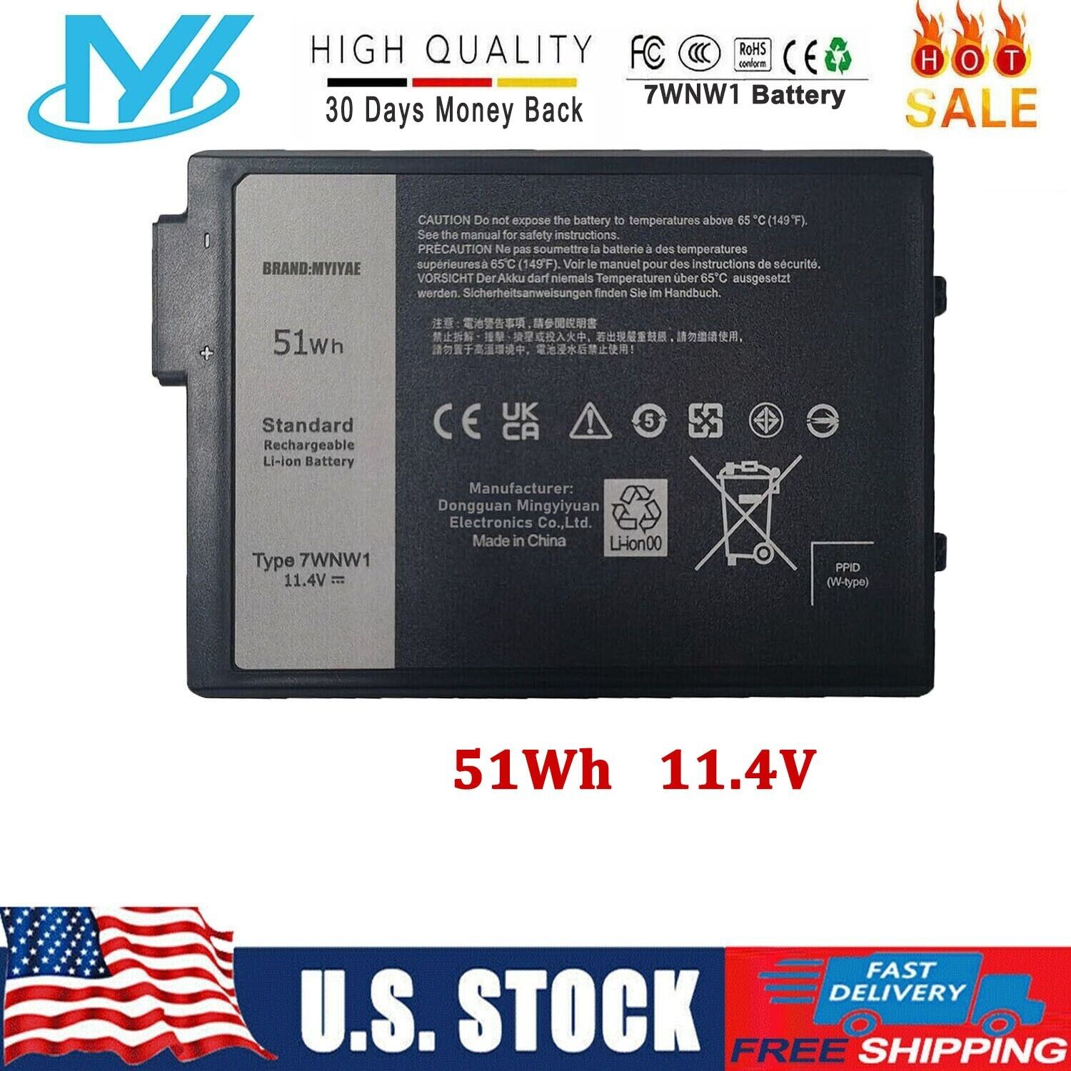✅10PCS 7WNW1 Battery For Dell Latitude 5420 5424 7424 Rugged Extreme GK3D3 DMF8C