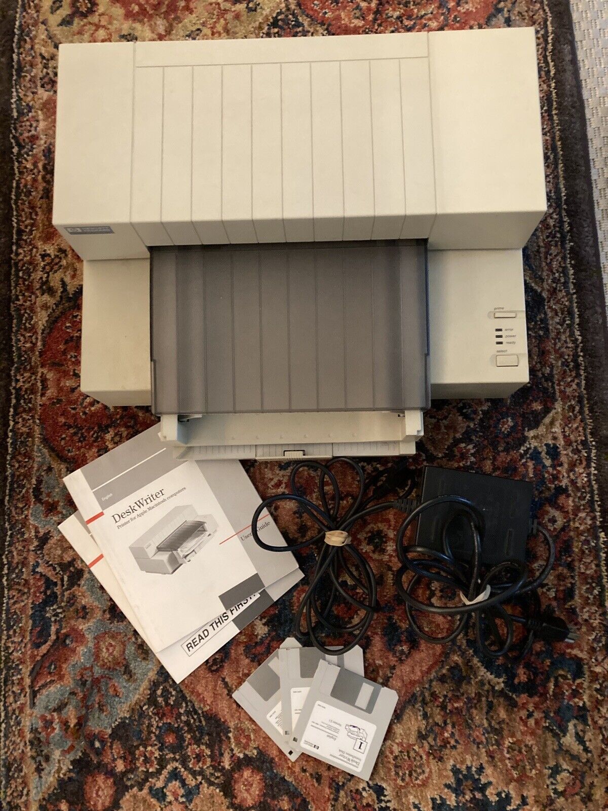Vtg 1992 HP 2279A DeskWriter MacPrinter: 3 Disks, 1st Edition User Guide, Cord