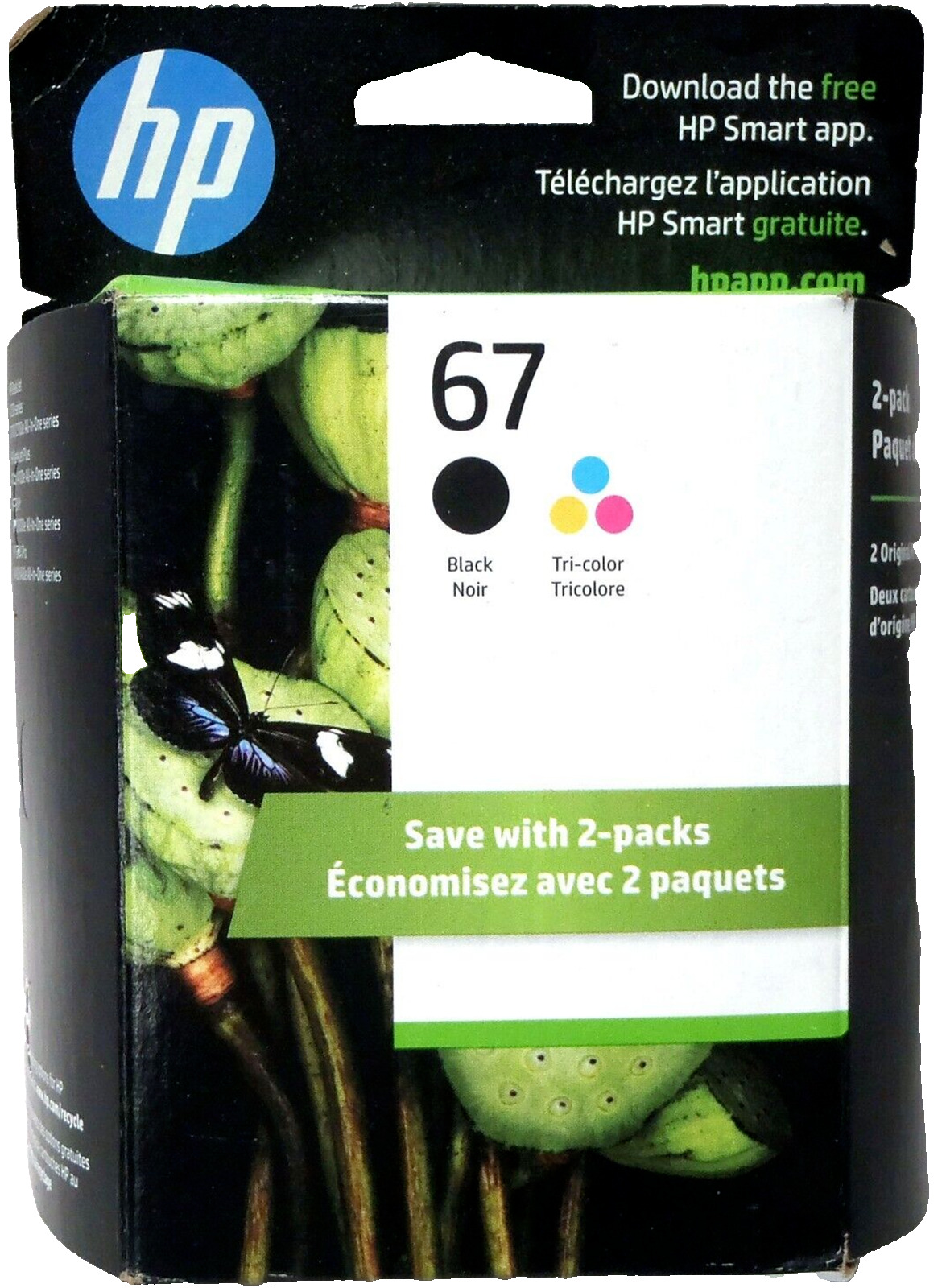 New Genuine HP 67 Black & 67 Color 2PK Ink Cartridge DeskJet 2732 In Date