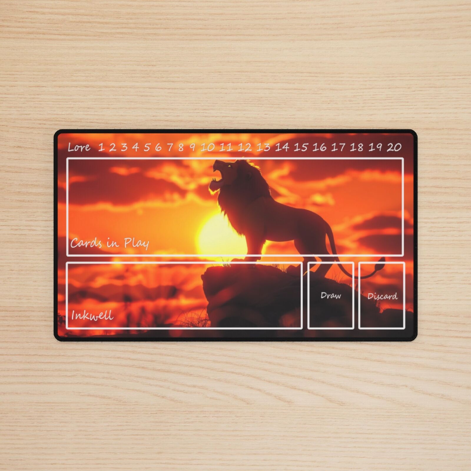 Roaring Lion King Lorcana TCG Playmat with Card Zones, XL Deskmat Mousepad