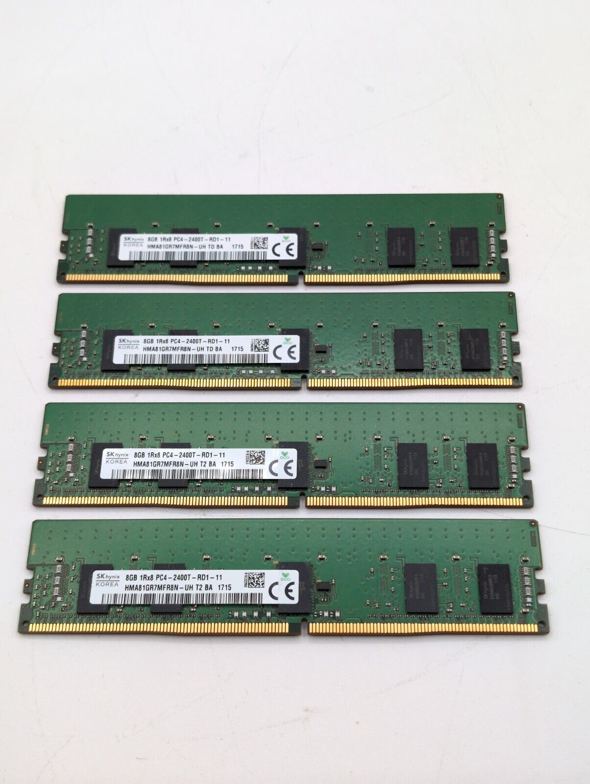 32GB (4X8GB) Lot of 4 SK Hynix 8GB PC4-2666V ECC Server Memory HMA814GR7MFR8N