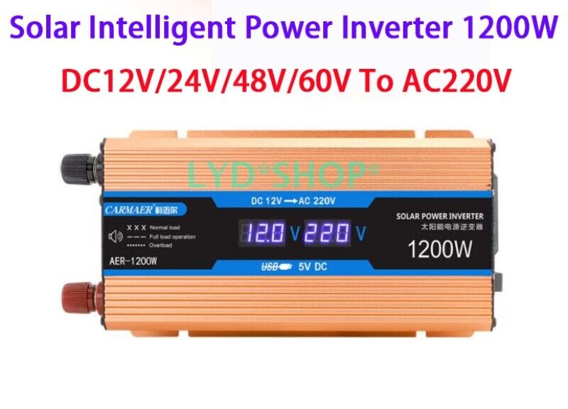 DC12/24/48/60V To AC220V New CARMEAR AER-1200W Solar Intelligent Power Inverter