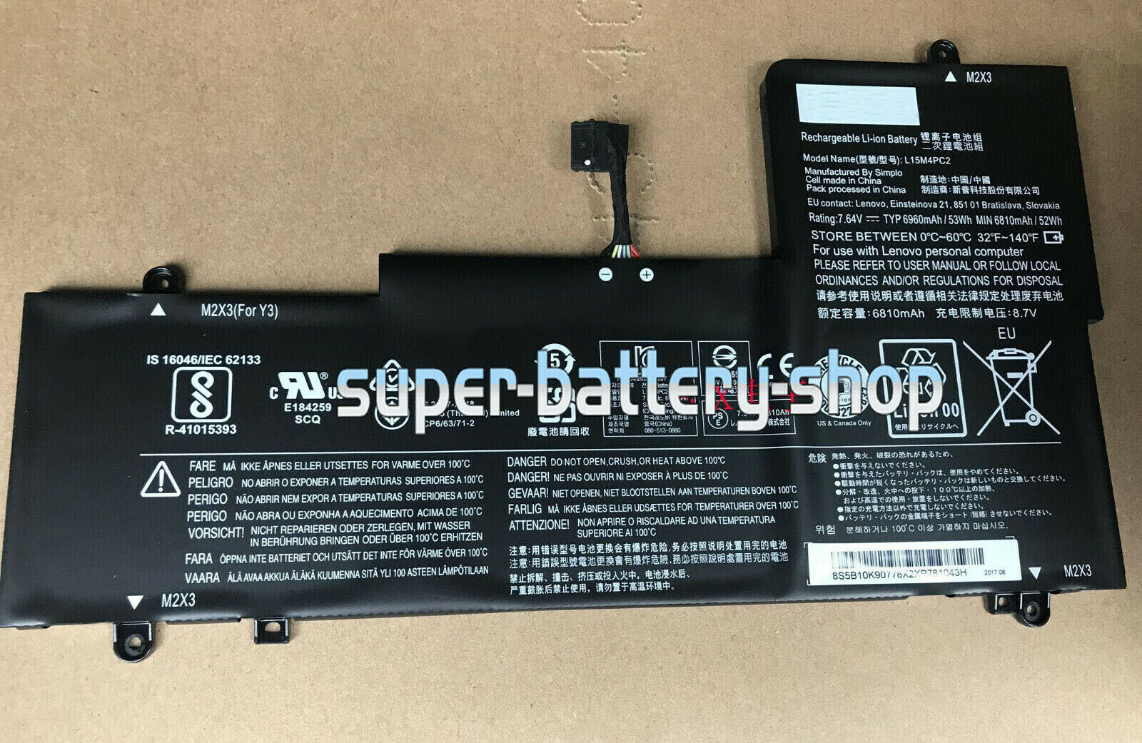USA New Genuine L15M4PC2 battery fr Lenovo Ideapad Yoga 710-14IKB 710-15ISK