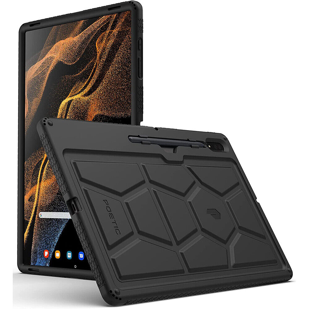 For Galaxy Tab S8 Ultra 14.6 Case 2022 | Poetic Silicone Tablet Cover Black