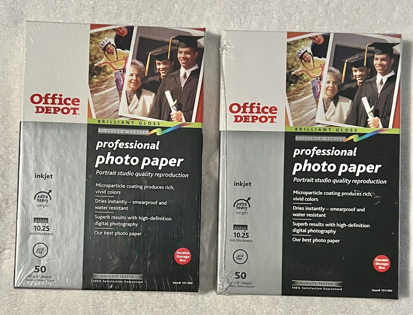 Office Depot Professional Photo Paper 50 Sheets 4x6 Brilliant Gloss Lot Of 2 New