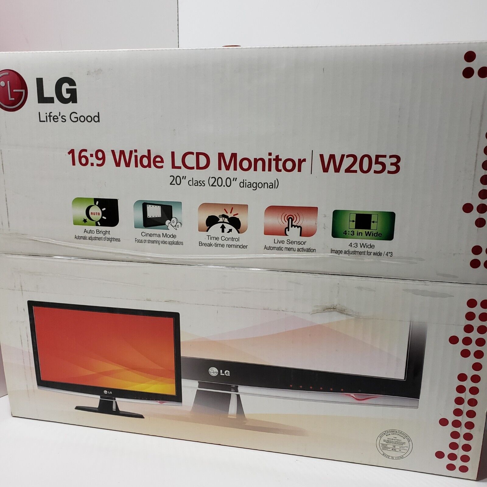 LG Flatiron W2053TX LCD 20 Inch Widescreen Flat Panel Computer Monitor Display