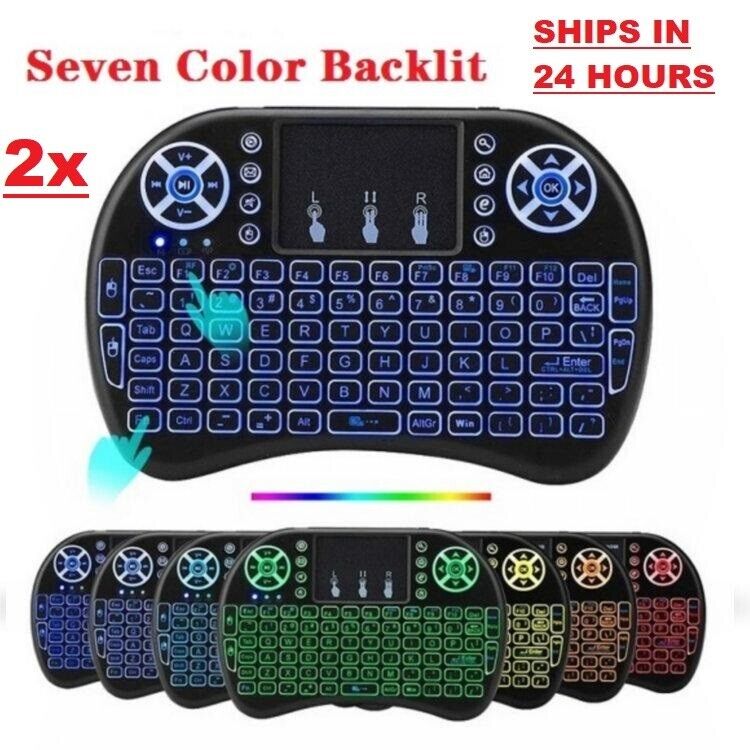 2.4gHz_Backlit Mini Wireless Handheld Keyboard Mouse Touchpad - 7 COLOR -2 pack