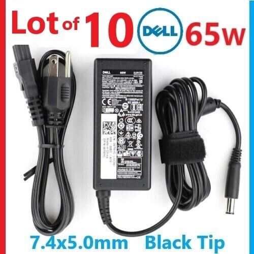 LOT OF 10 OEM DELL 65W AC Adapter Charger 7.4x5mm Tip PA-12 100-240V LA65NS2-01