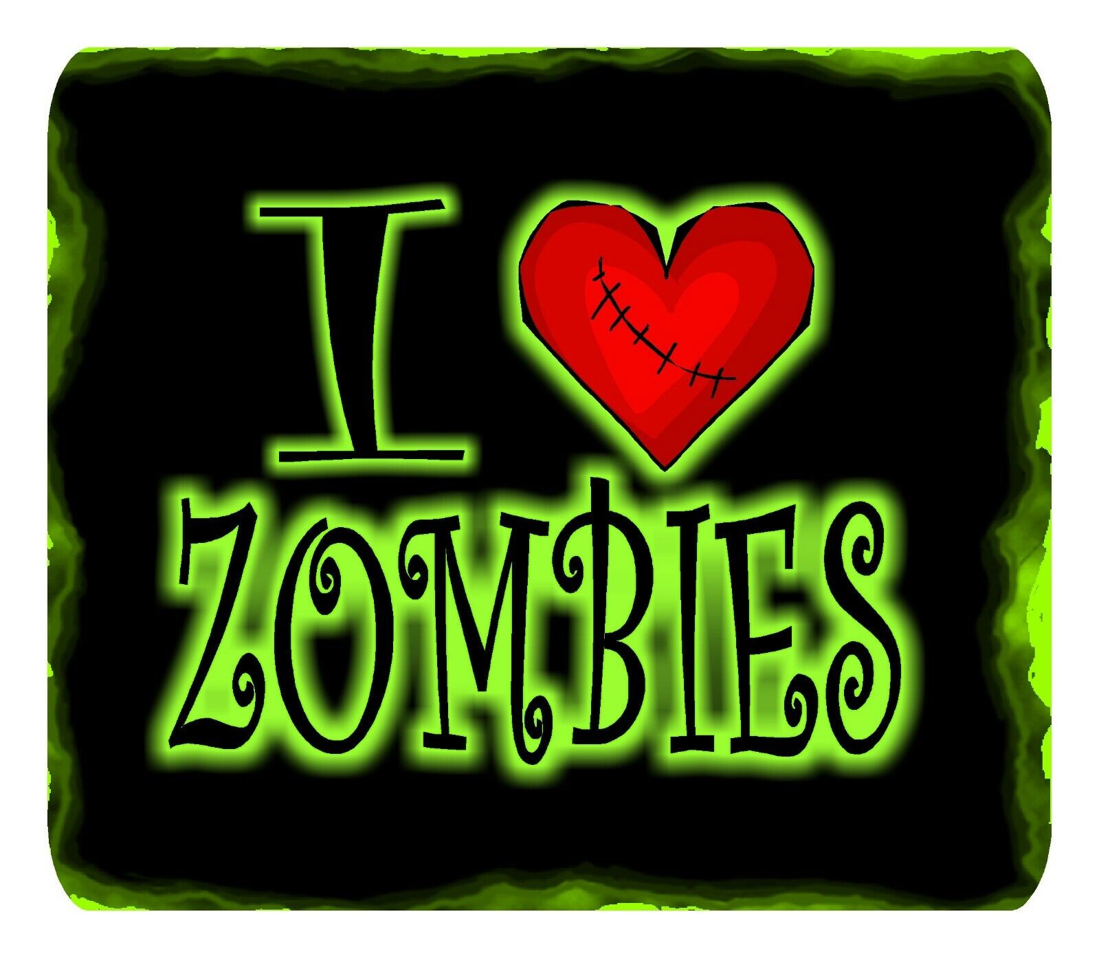 Personalized Mouse Pad I Love Zombies Neoprene Custom Monogrammed Mousepad