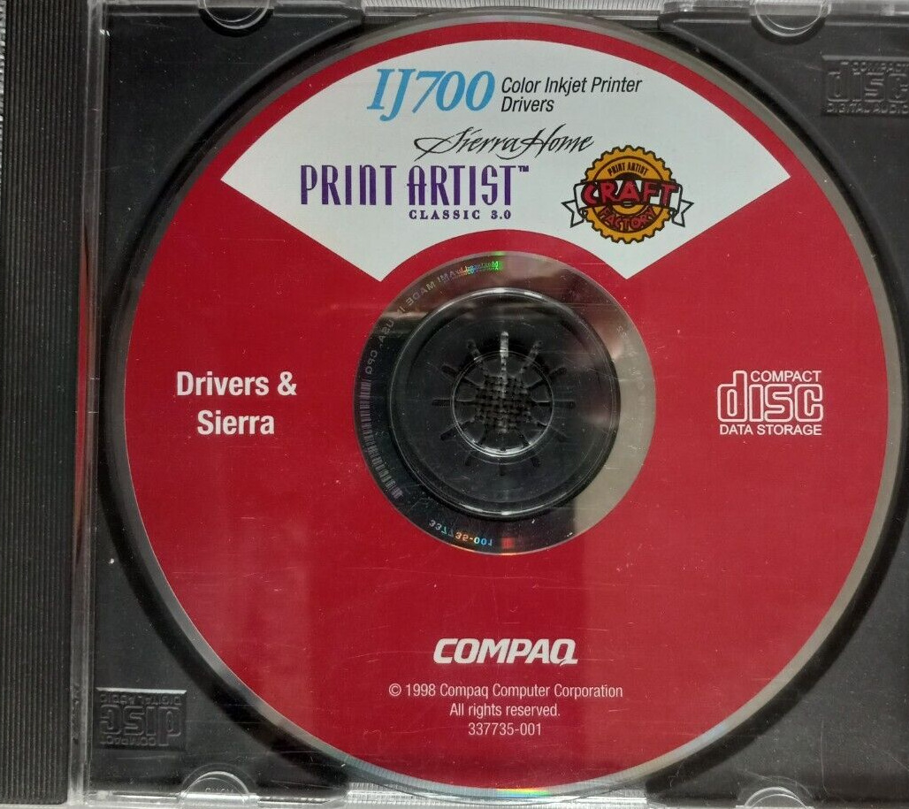 Sierra Print Artist Version 3.0 CD-rom Disk Drivers and Sierra 1998 +LivePix 2.0