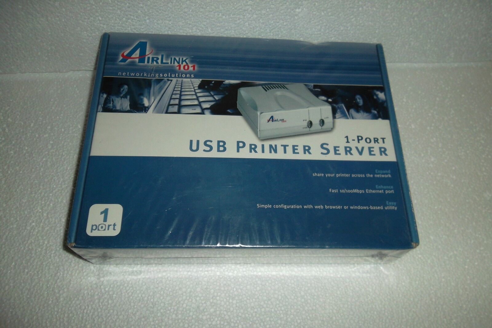 Airlink 1-Port USB Print Server 10/100 Mbps RJ-45 LRP TCP/IP DHCP APSUSB1 NEW