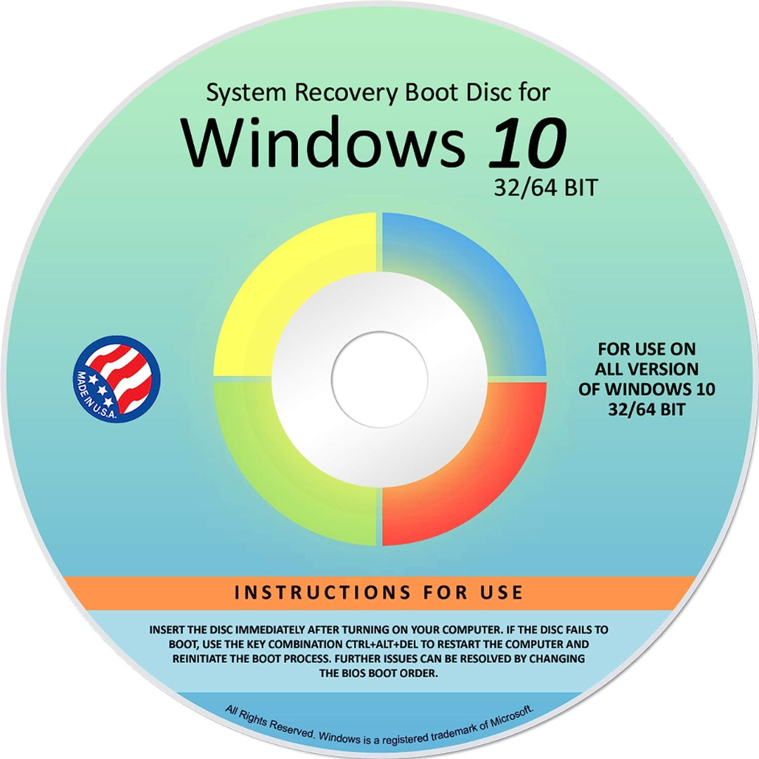 Reinstall DVD for Windows 10 All Versions 32/64 Bit Recover Restore Boot Disc