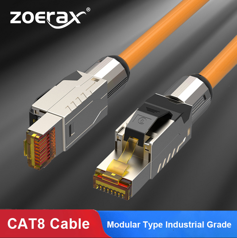 ZoeRax Cat8 Ethernet Patch Cable S/FTP 22AWG Double Shielded Solid Cable 1-25m