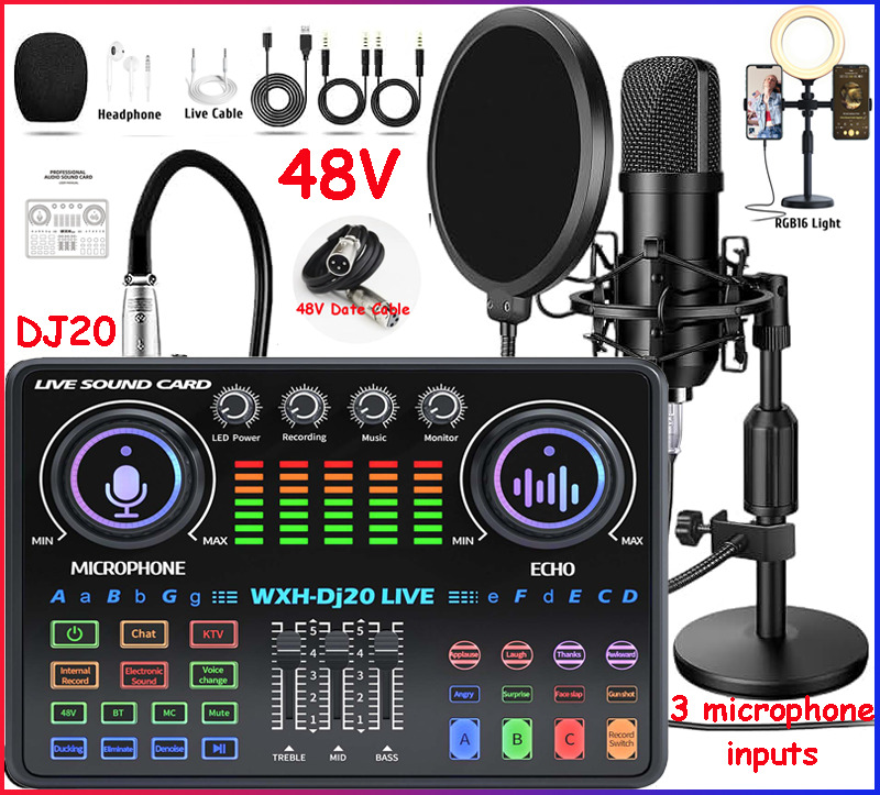 For TikTok Live Broadcast Studio Recording Kit Podcast Condenser Microphone Kit