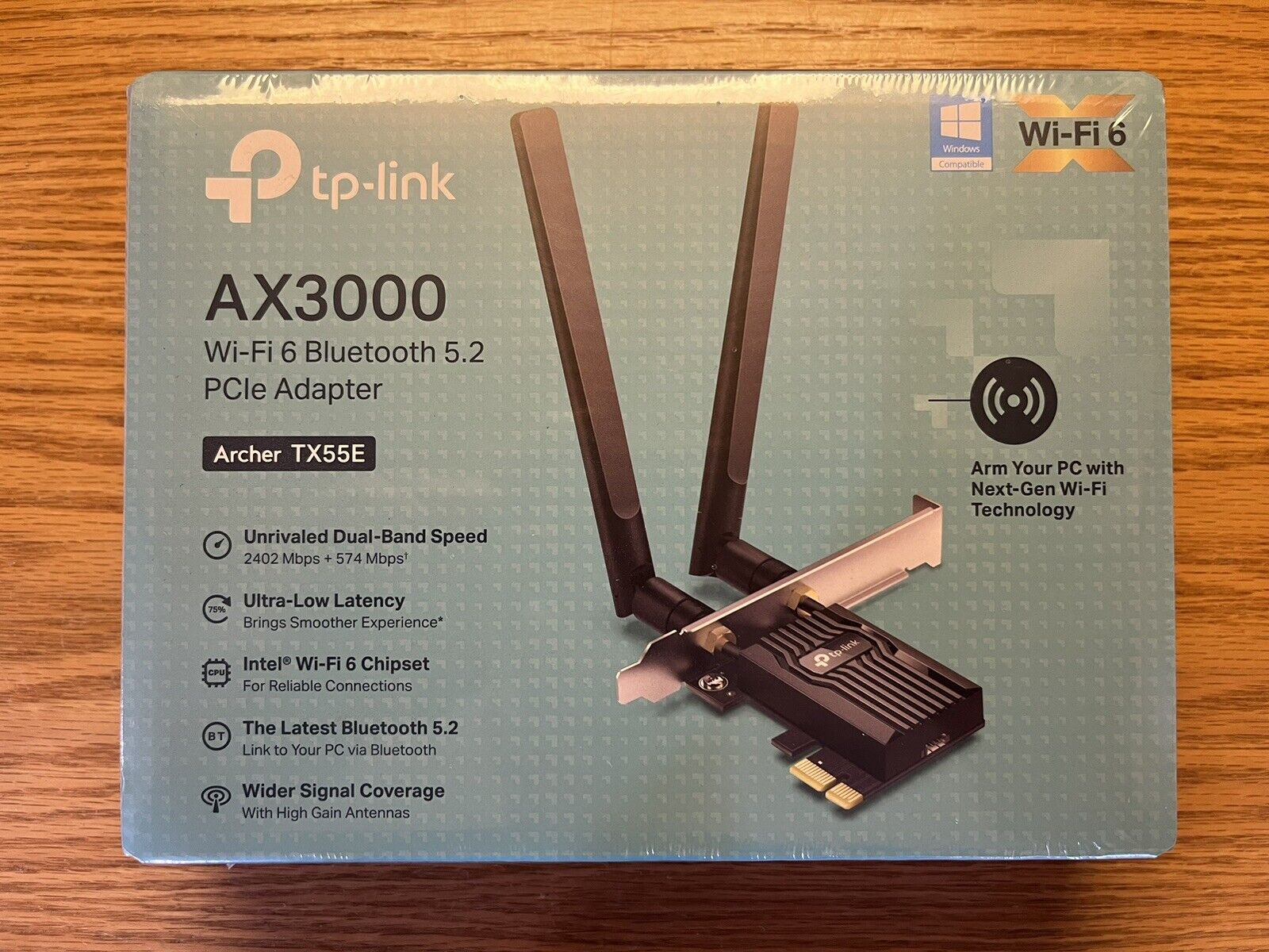 TP-LINK Archer TX55E AX3000  Wi-Fi 6 + Bluetooth 5.2  PCIe Gaming Adapter Card
