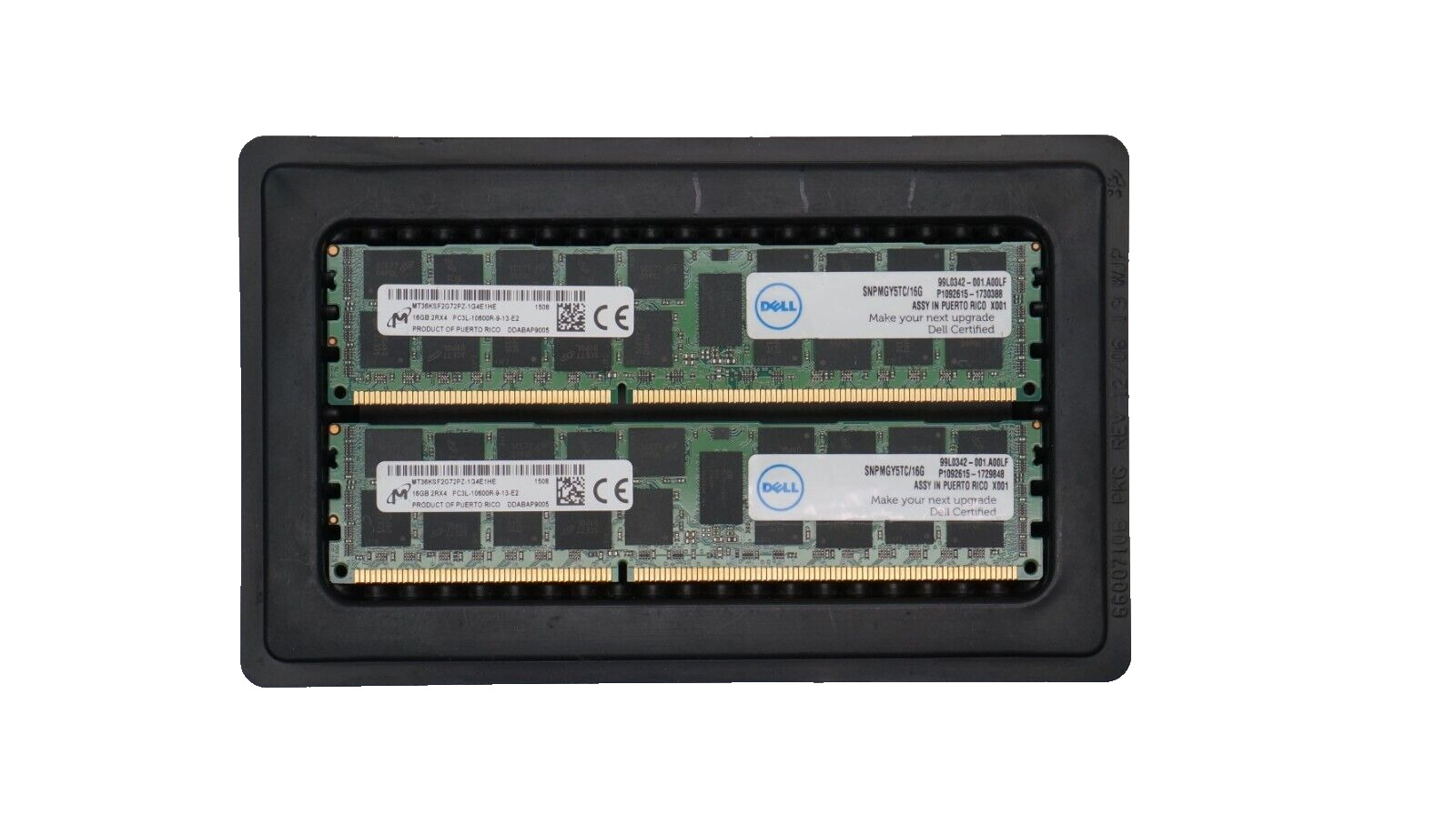 32GB (16GBX2) 2RX4 PC3L-10600R DDR3 ECC Server Memory -  Dell SNPMGY5TC/16G