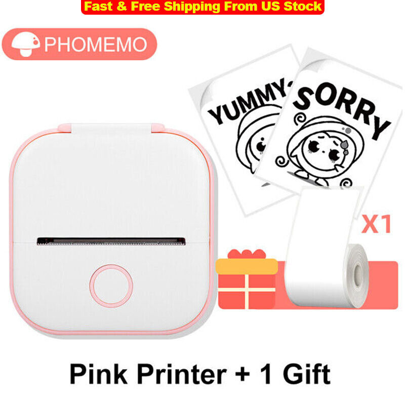 Mini Printer - T02 Mini Portable Small Machine Sticker Printer with 1 Roll Paper