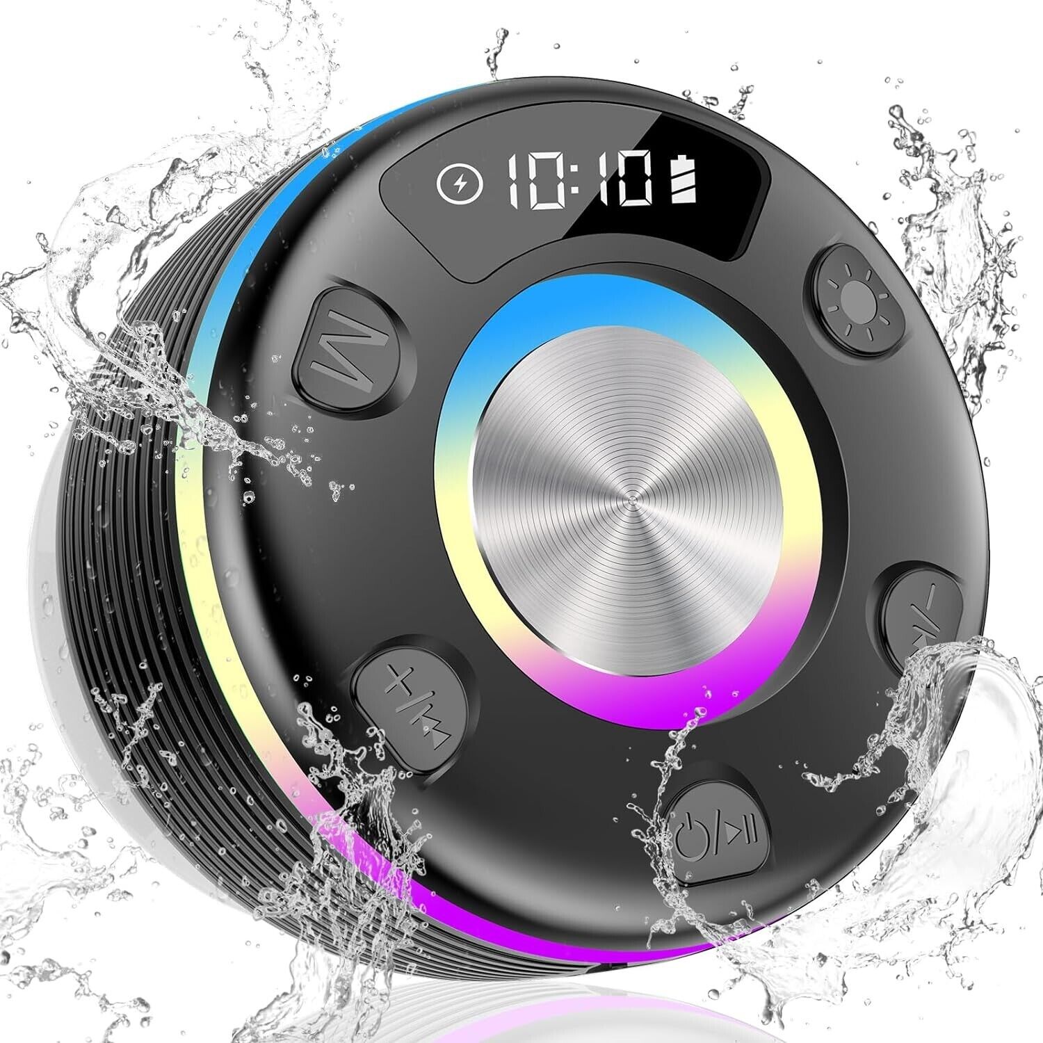 OYIB Bluetooth Shower Speaker, Portable Bluetooth Speaker, RGB Lights, FM Radio