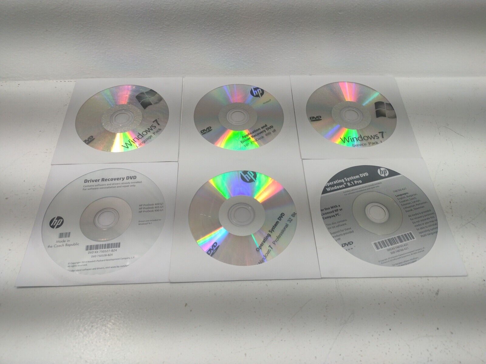 Lot of 6 HP Compaq Windows 7/8.1 DVD's Discs Operating System App Recovery Etc..