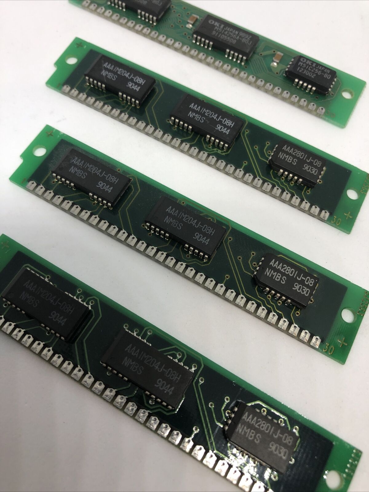 Set of 4 256K 30-pin SIMM RAM 256 Kbyte 80ns Pair TOTAL 1MB 3-chip IBM Apple XT