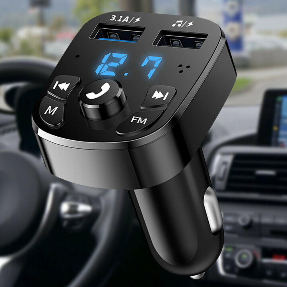 Bluetooth 5.0 Wireless Handsfree Car FM Transmitter MP3 Player 2*USB Charger Kit