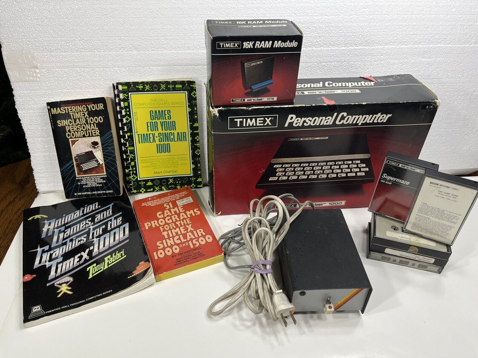 Timex Sinclair 1000 Computer With 16K Ram, Games,  Special Power Pack, and more