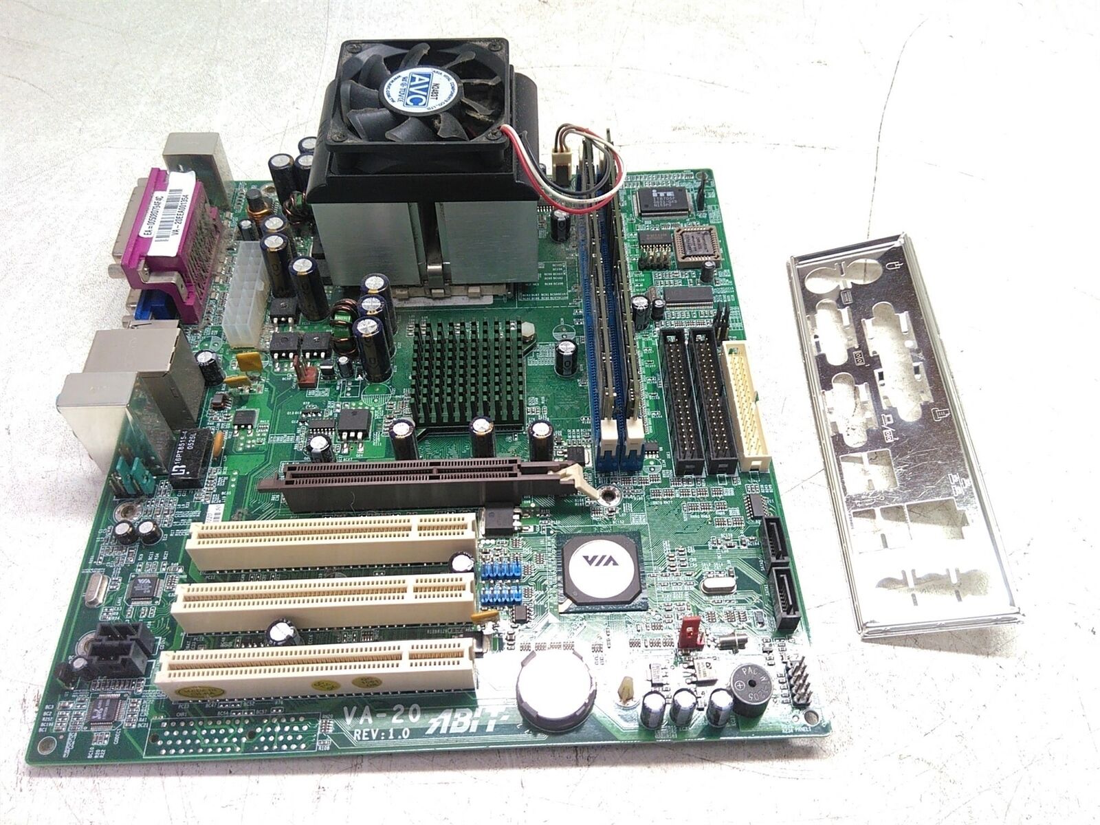 Abit VA-20 microATX Motherboard AMD Sempron 1.6GHz 1.5GB RAM Boots 0HD