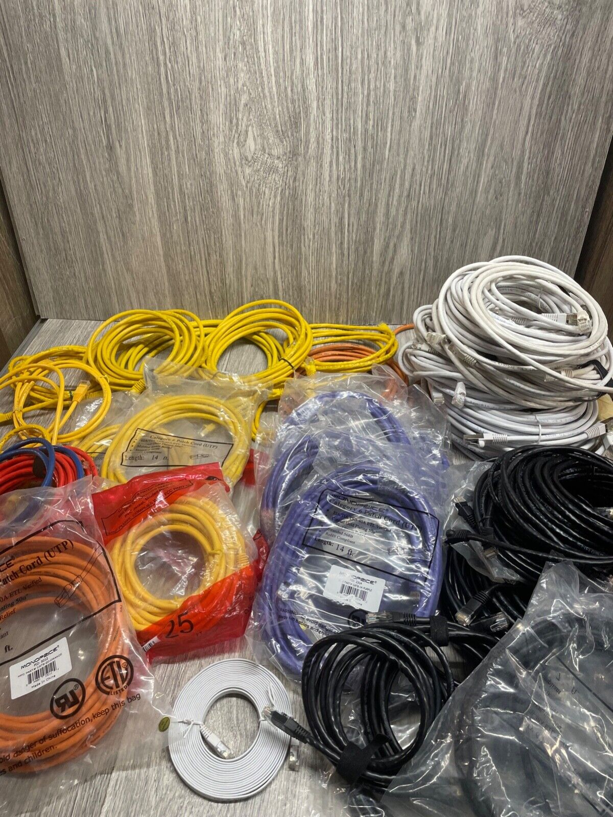 Cat 6 Huge lot of 55 used and New Ethernet USB Cables 3 ft to 25 ft Shaxon Monop