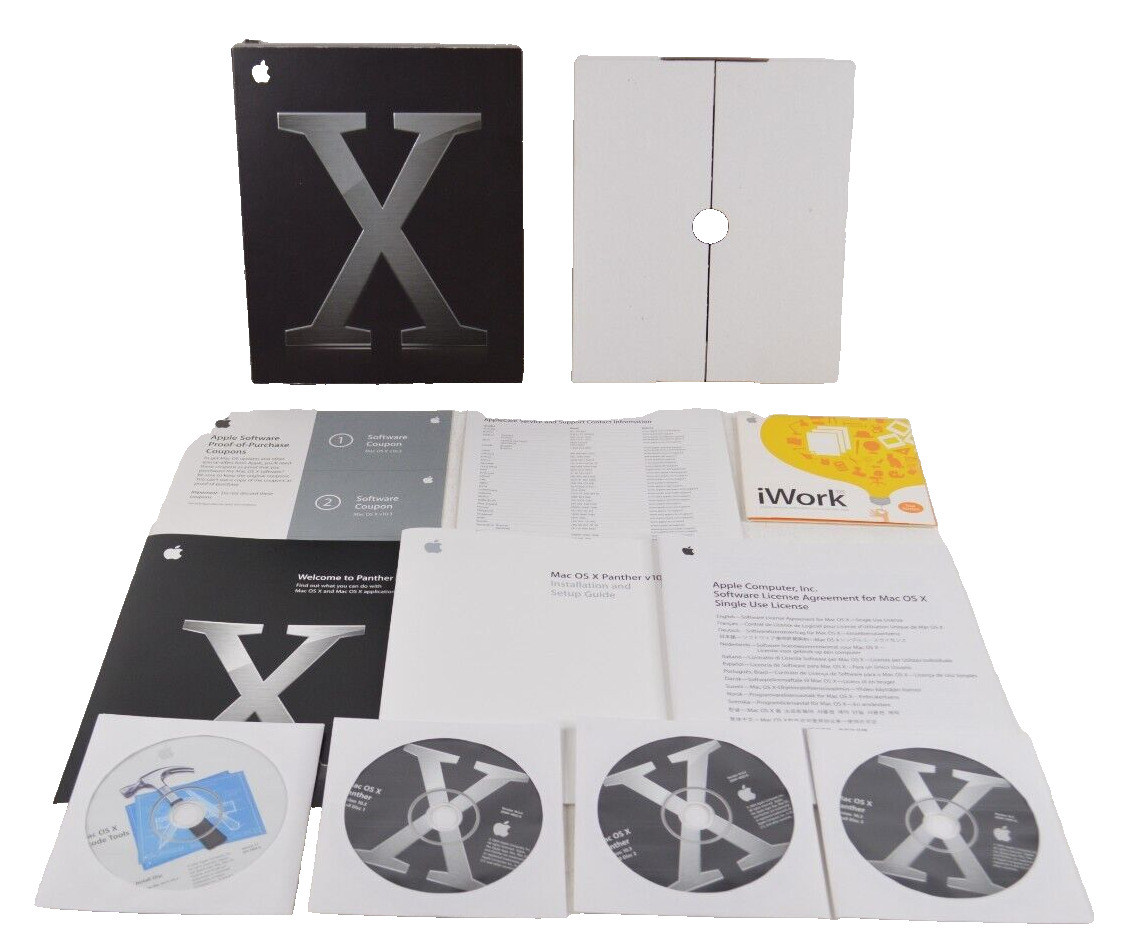 Mac OS X Panther 10.3 BIG BOX RETAIL Complete Operating System Discs