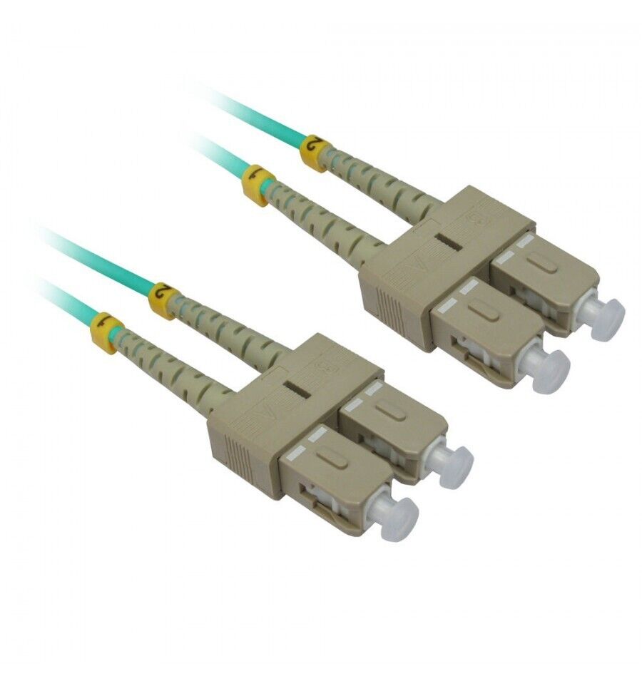 10 PACK LOT 15m SC-SC Duplex 50/125 OM4 100GB Fiber Patch Cable OFNR Aqua 50FT