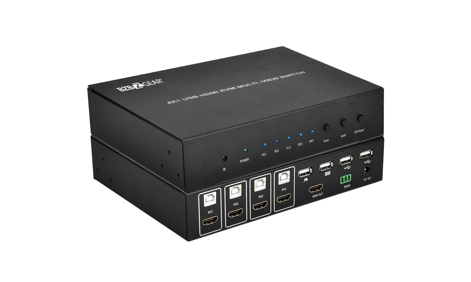 BZBGEAR 4X1 Quad MultiViewer and Roaming Mouse Seamless KVM Switcher BG-HD-MS4X1