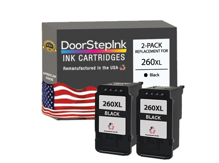DoorStepInk Remanufactured in the USA Ink Cartridge for Canon PG-260XL Black 2PK