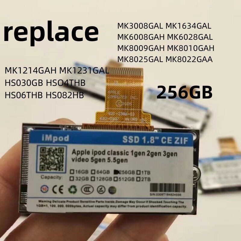 256GB ZIF SSD Upgrade MK3008GAL MK8010GAH MK1634GAL For iPod 5th 7th Classic LOT