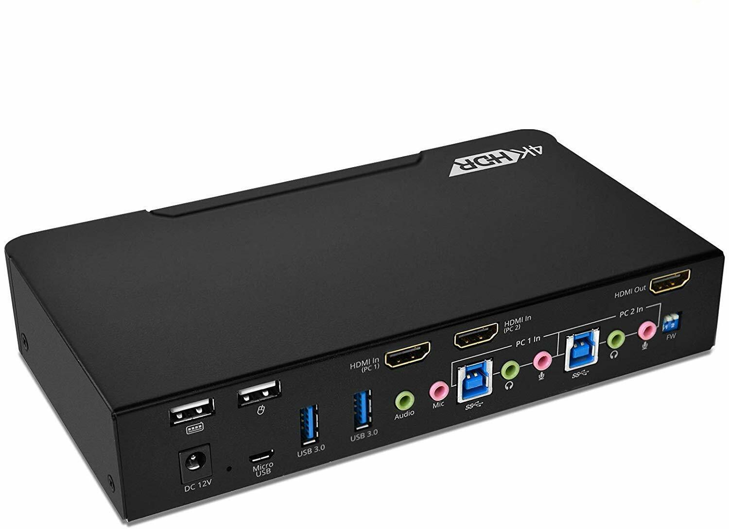 gofanco Prophecy 2-Port HDMI 2.0a USB KVM Switch (Single Monitor) – 4K HDR