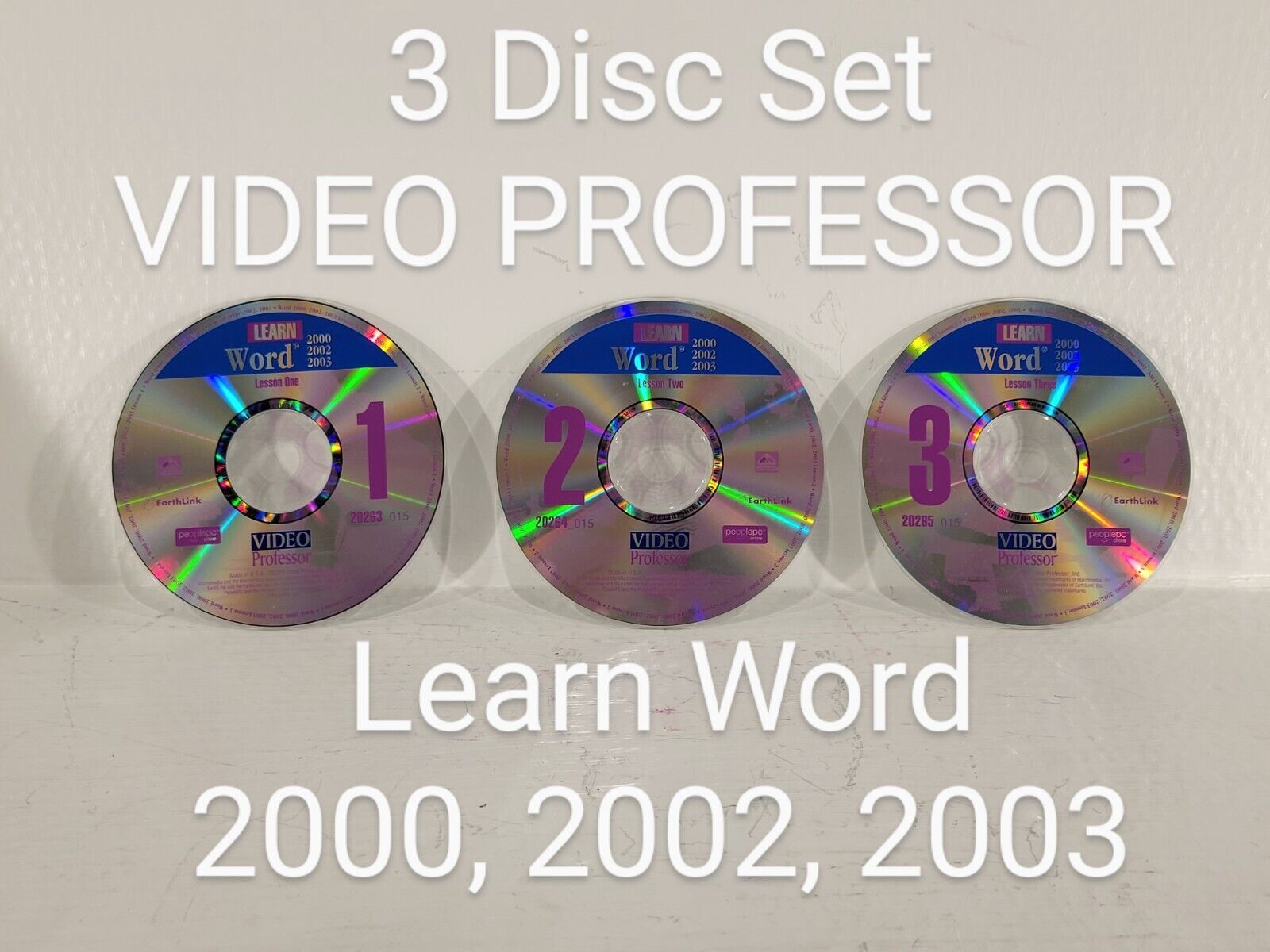 Video Professor Learn Word 2000-2002-2003 , 3-CD Set - PC CD-ROM Slighty Used