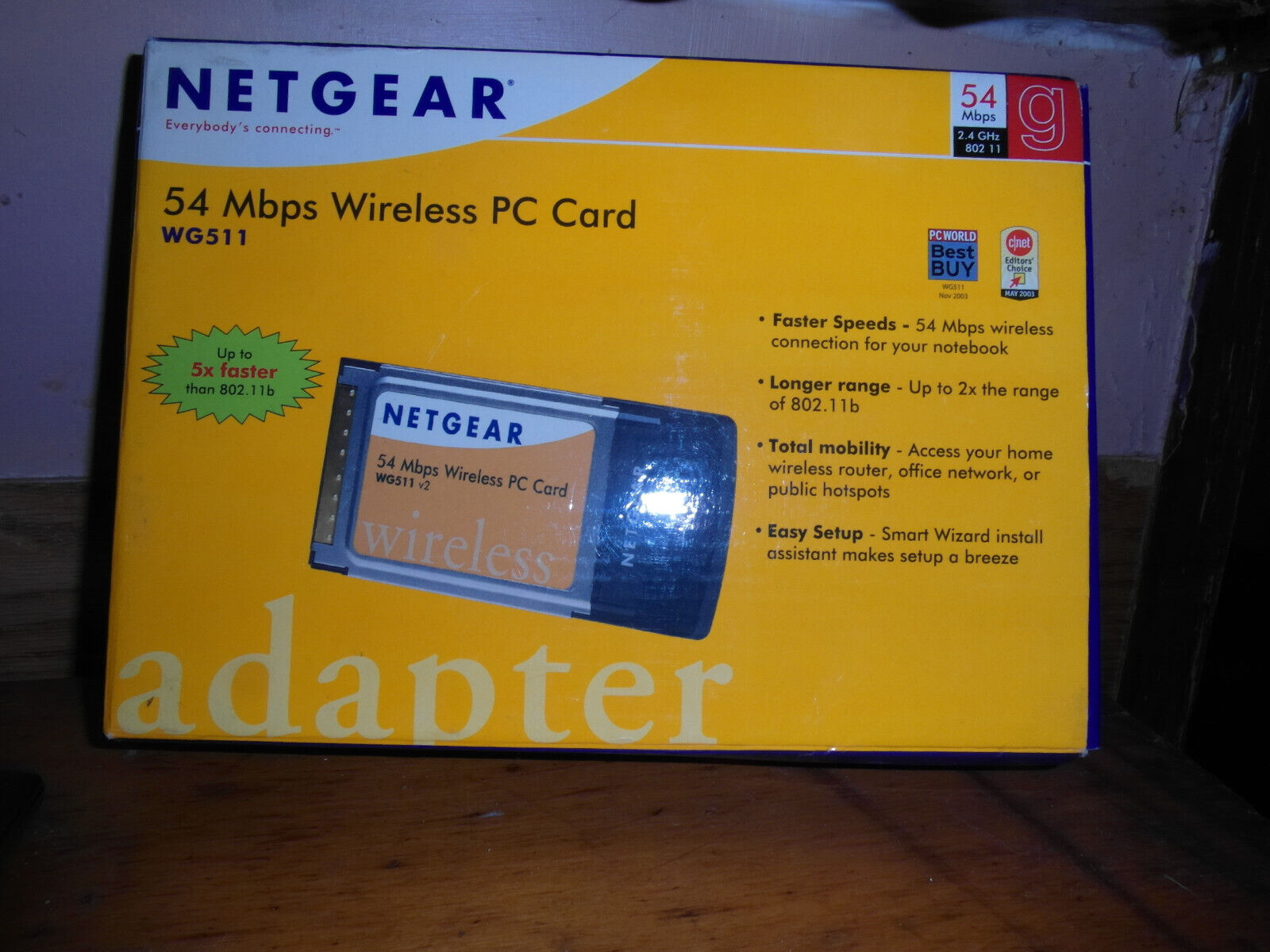 Netgear WG511v2 54 Mbps Wireless PC Card NEW OLD STOCK IN ORG BOX 