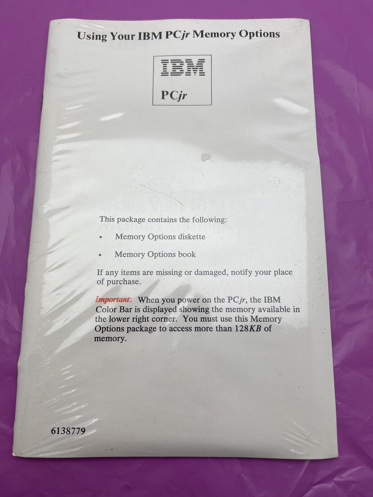✅ NEW Sealed Using Your IBM PCjr Memory Options vintage computer book and disk