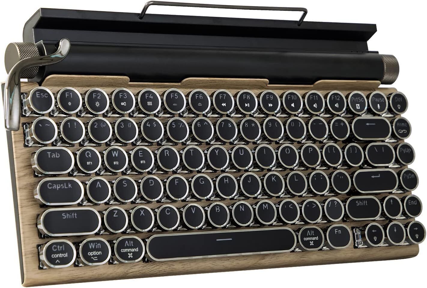 Typewriter-Style Retro Mechanical Keyboard LED Backlight 83 Keys Bluetooth