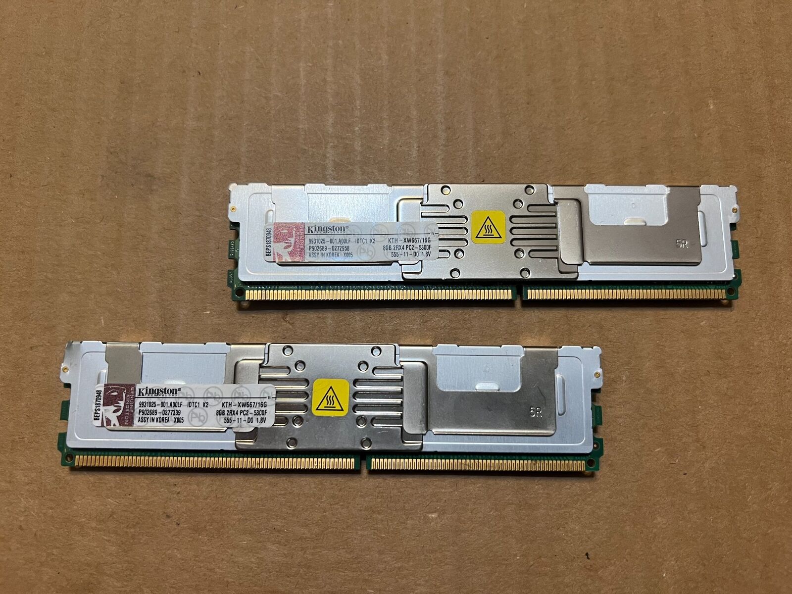 LOT 2 KTH-XW667/16G KINGSTON 16GB (2X8GB) DDR2 FULLY BUFFERED RAM G2-2(6)