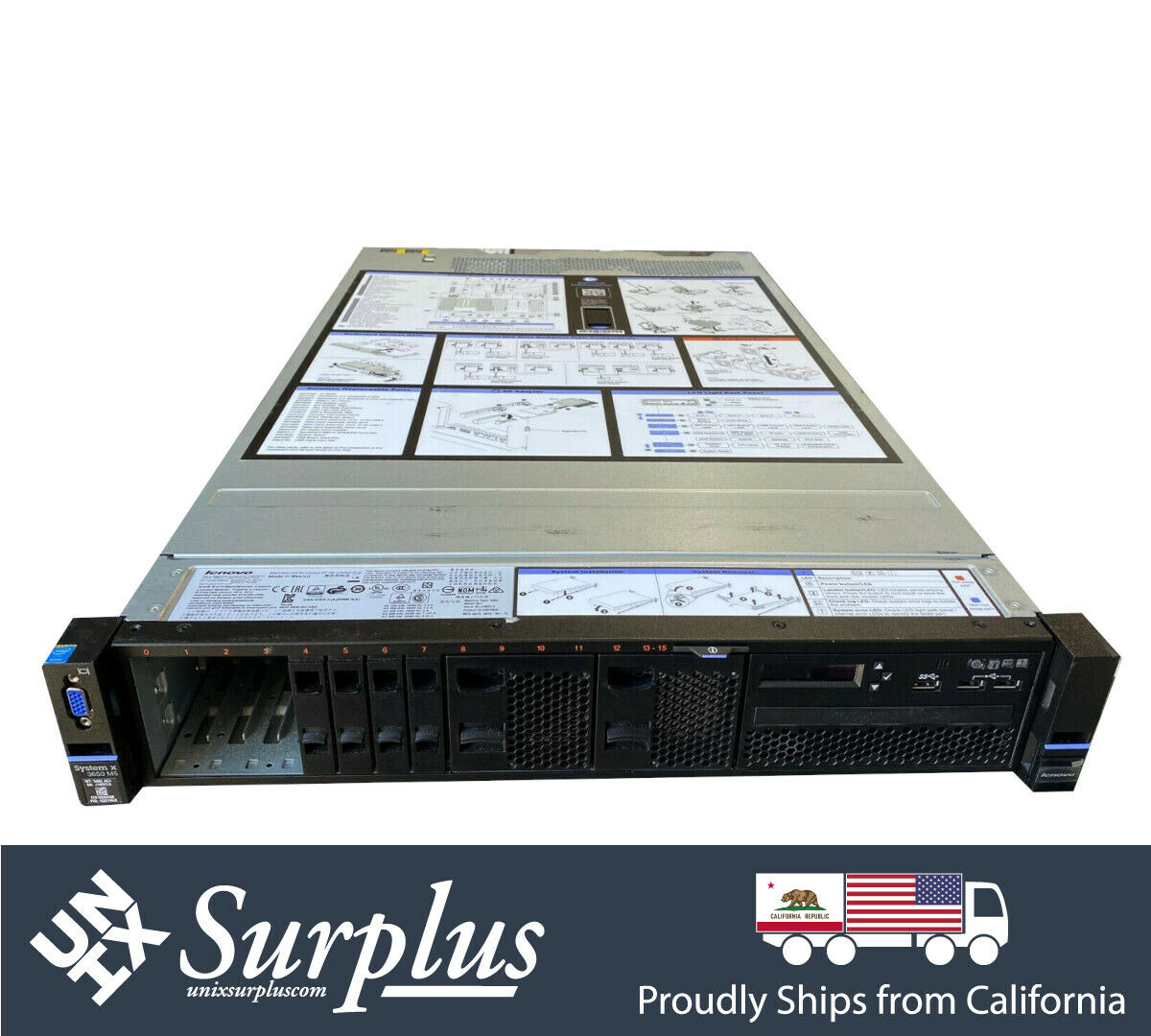 2U IBM x3650 M5 8 Bay SFF SAS3 Storage Server 2x E5-2620 V3 12 Core Quad 1GB Nic