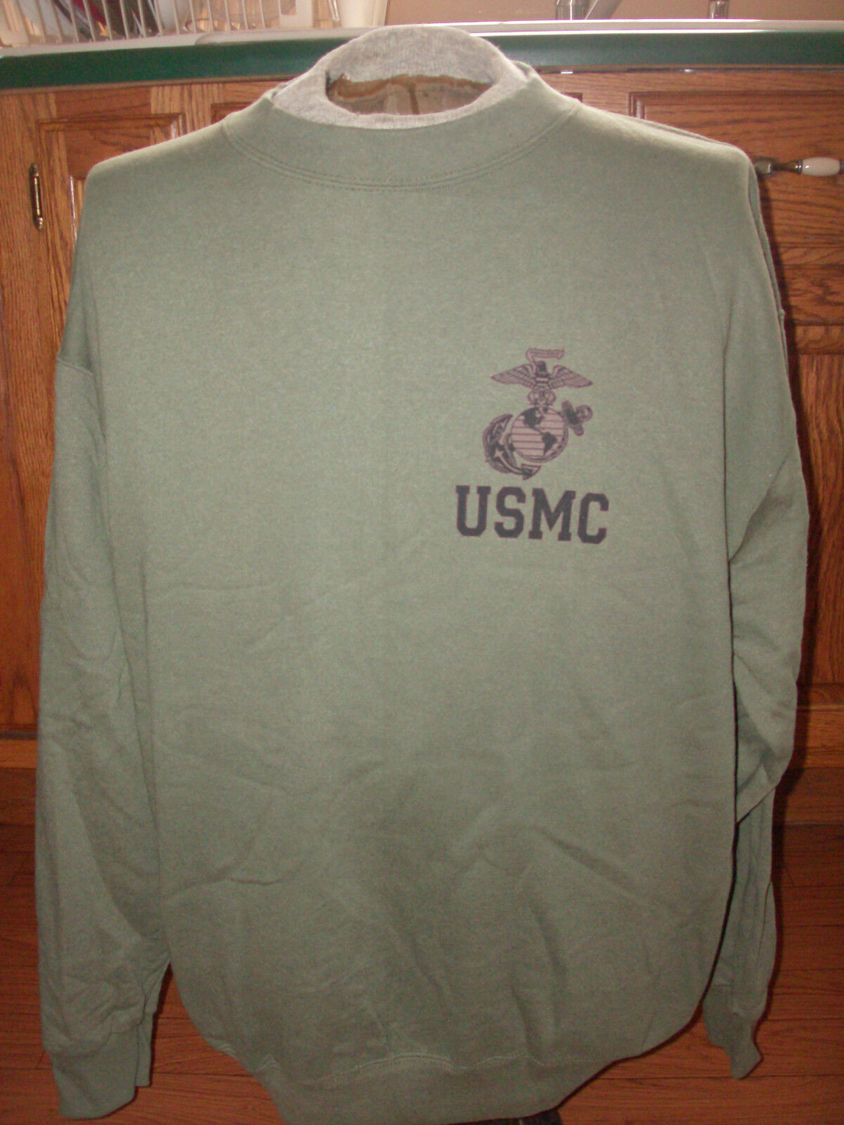U.S Marine Corps Sweatshirt. U.S.M.C. OD GREEN  EGA   U.S.M.C  LOGO X- LARGE