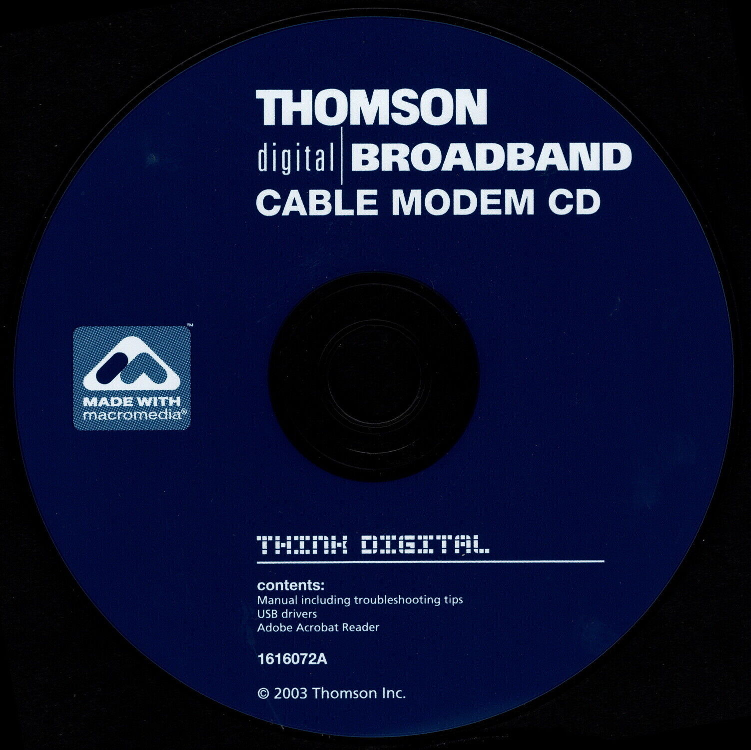 Thomson Digital Broadband Cable Modem Software CD - Brand New - Very Nice