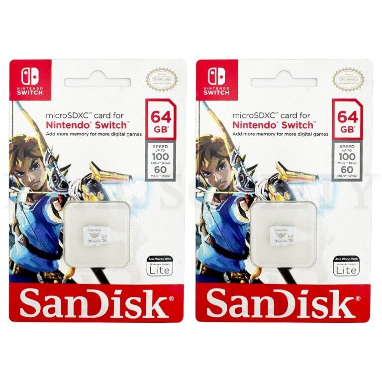 SanDisk 64GB microSDXC Card for Nintendo Switch SDSQXAT-064G-GNCZN Lot of 2