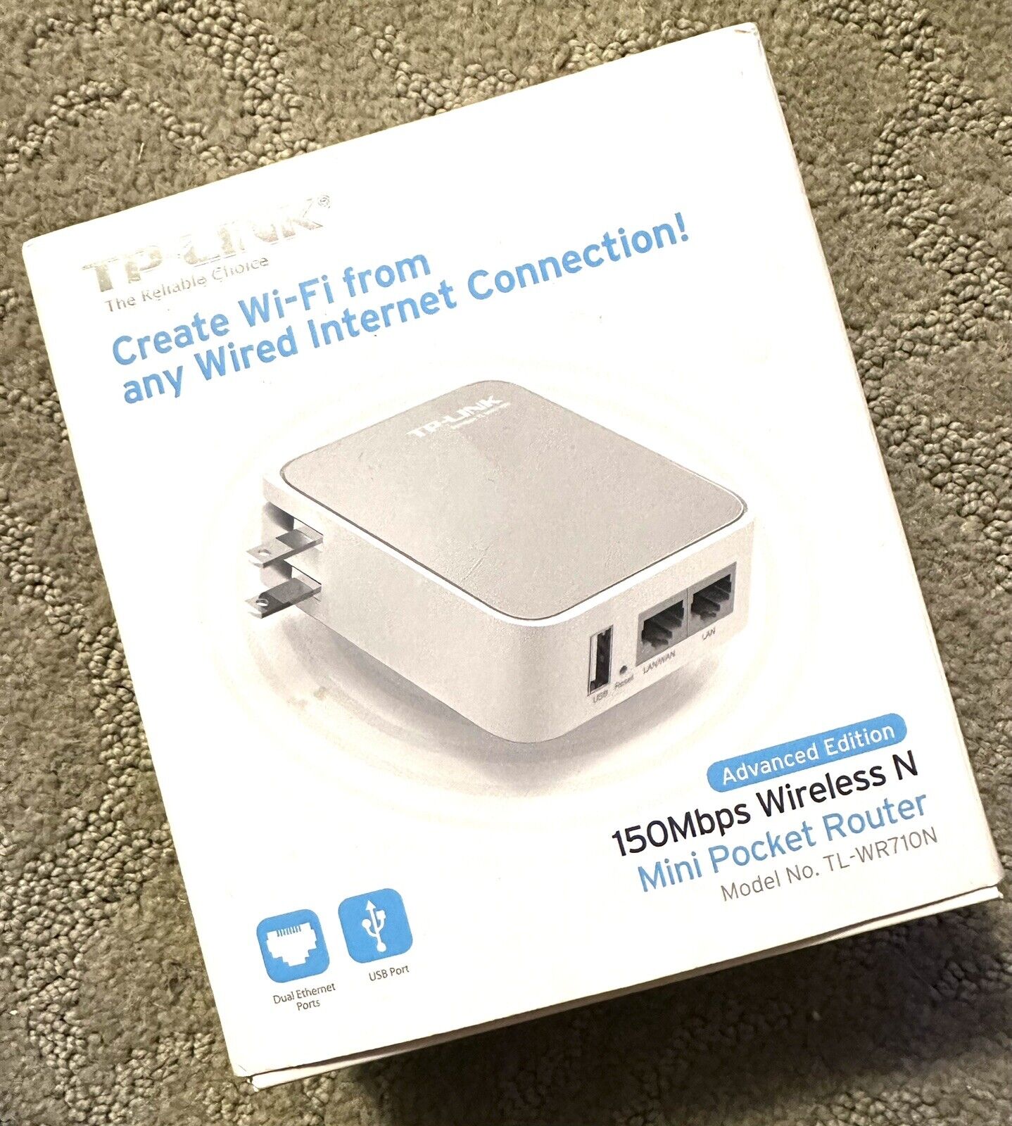 TP-LINK TL-WR710N 150Mbps Wireless N Mini Pocket Router. NEW