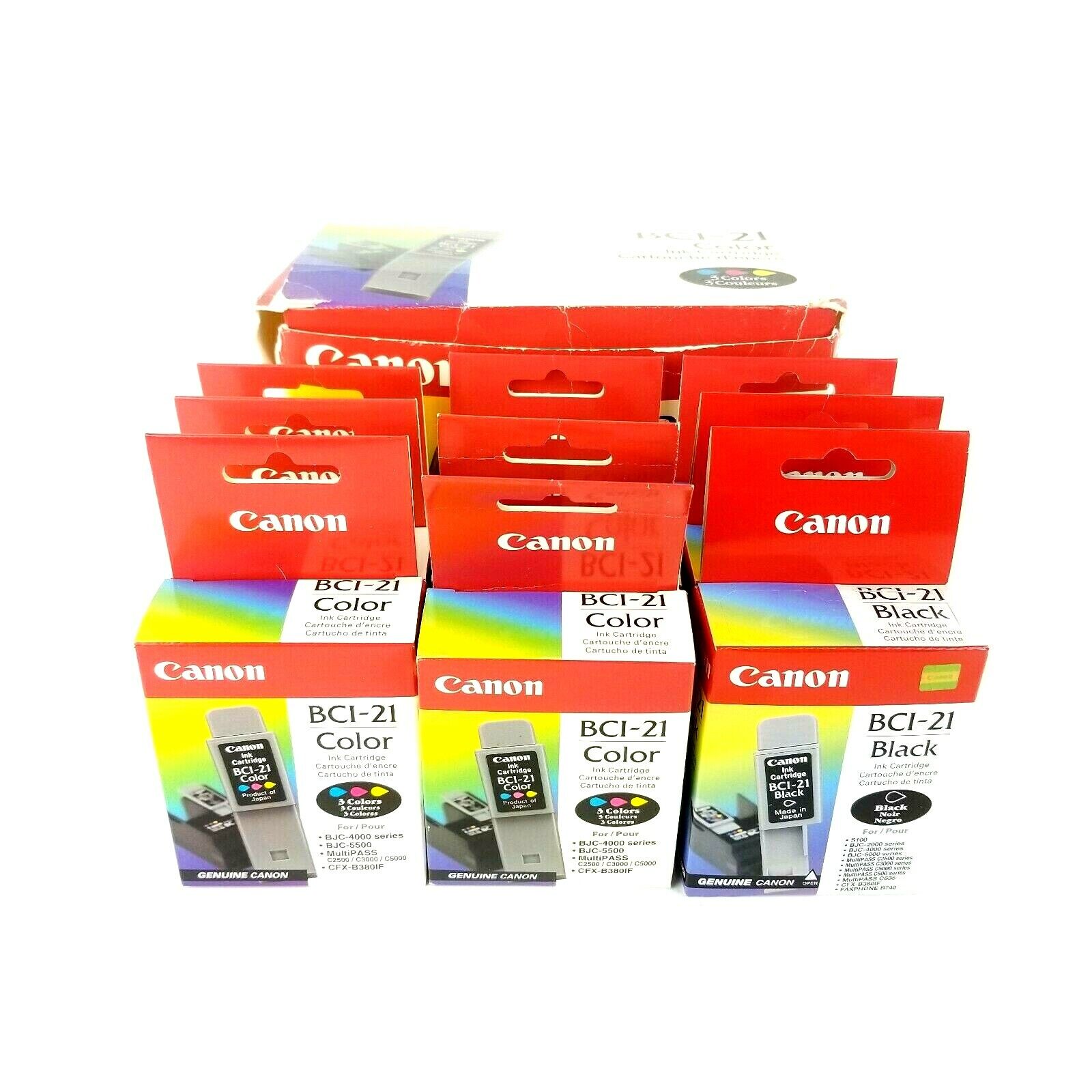 Canon BCI-21 7 Tri Color and 2 Black Lot Ink Cartridges New Genuine