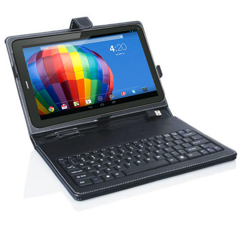 Universal Tablet Case with Full Keyboard Black PU Leather for 7in Tablet Phablet